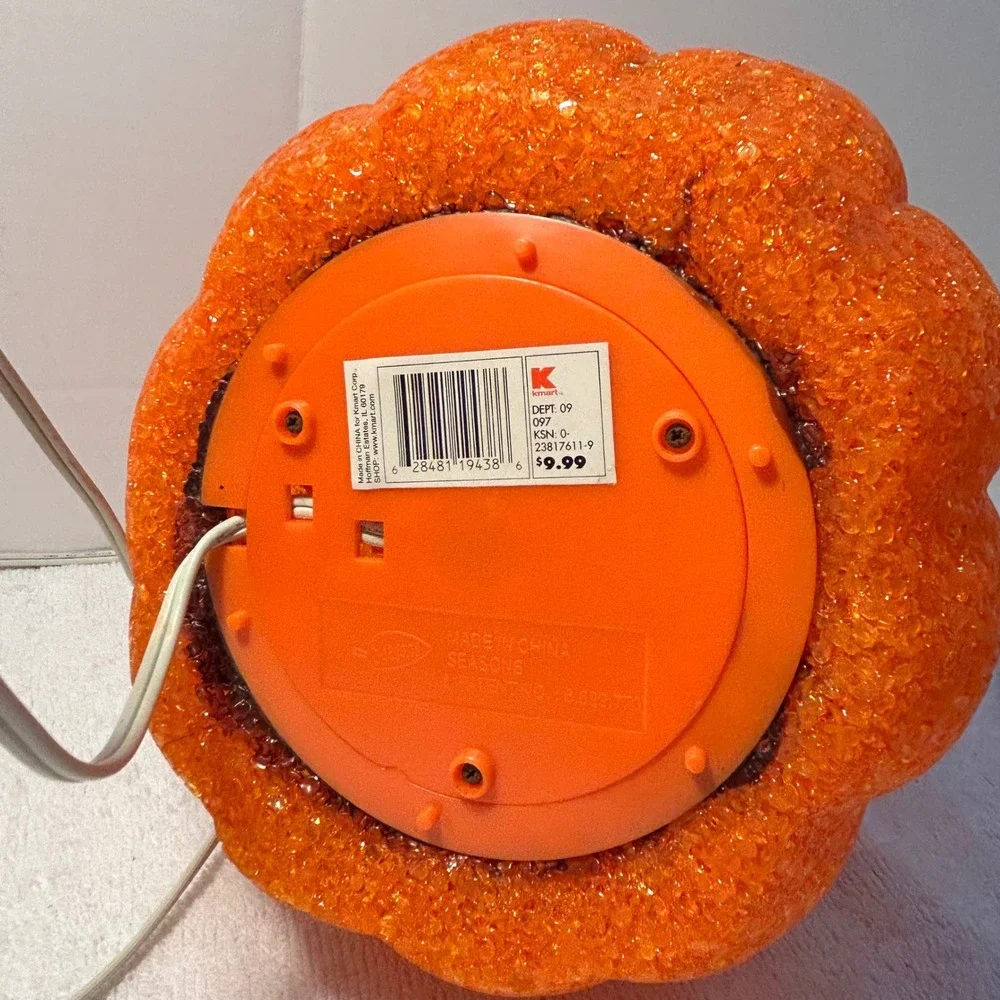 Vintage Kmart Halloween‎ Melted Plastic Popcorn Pumpkin Jack-O-Lantern Light 12